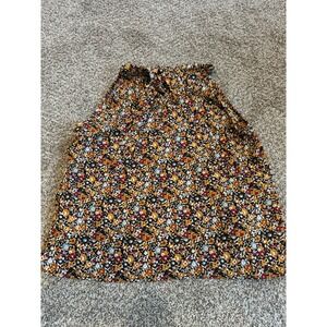 Shein Small‎ Black Floral Print Neck Collar Halter Top Sleevess